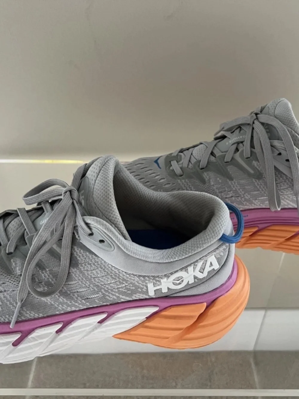 Hoka One Giviot 4 Womens Size 8B Shoes Gray Pink Running GYm Comfort Shoes